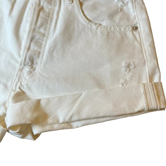 MOUSSY VINTAGE Howa Size 26 White Cut Off Shorts Distressed Button Fly Selvedge - Picture 9 of 13